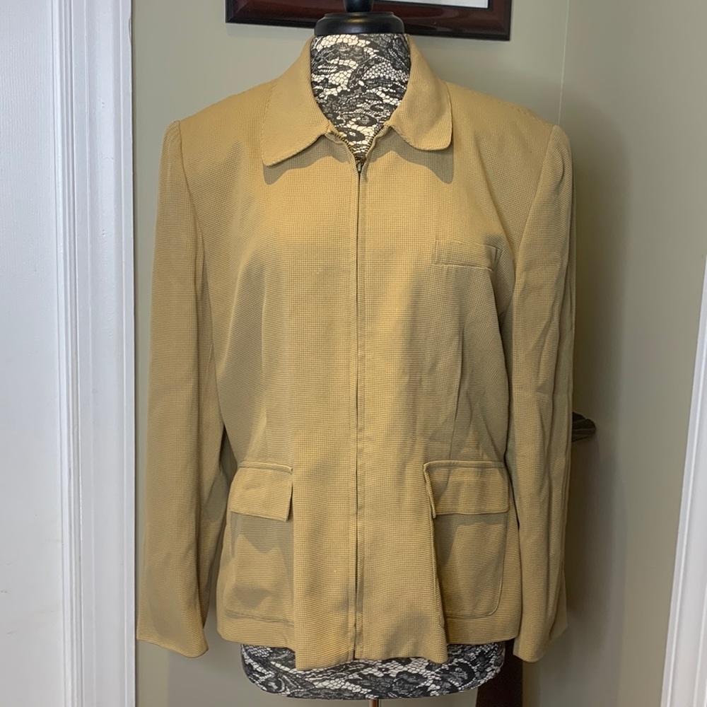 GUC Lauren Ralph Lauren Tan Zippered Blazer, Large